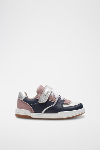 Zapatillas de piel Fawn Craft - Rosa viejo y azul marino