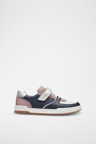 Zapatillas de piel Fawn Craft - Rosa viejo y azul marino