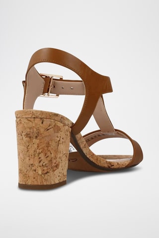 Sandalias de piel de tacón Smart - Marrón