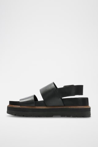 Sandalias de piel plena flor con plataforma Orianna - Negro