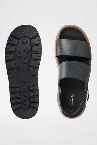 Sandalias de piel plena flor con plataforma Orianna - Negro