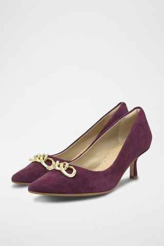 Zapatos de nobuk de tacón Trim Merlot - Violeta