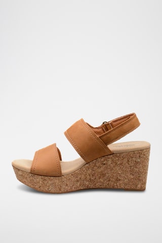 Sandalias de nobuk de cuña Rose - Marrón