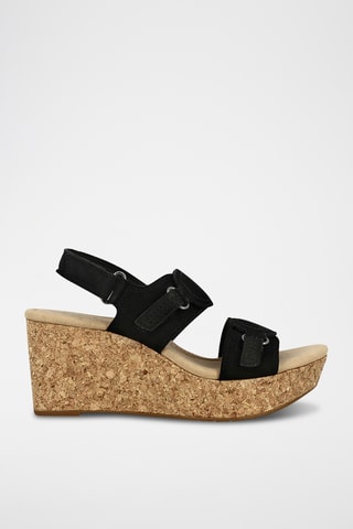 Sandalias de nobuk de cuña Rose Lane - Negro