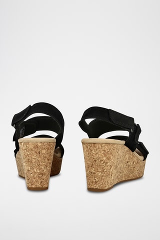 Sandalias de nobuk de cuña Rose Lane - Negro