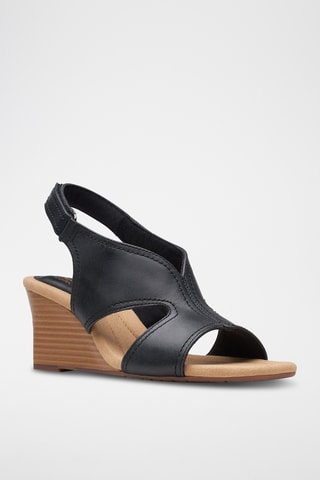 Sandalias de piel de cuña Kyarra - Negro