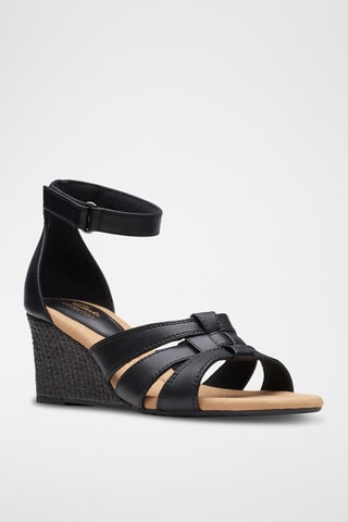Sandalias de piel de cuña Kyarra - Negro