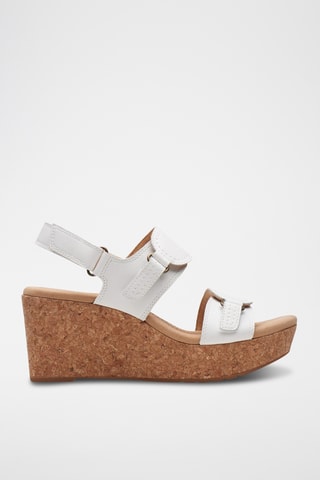 Sandalias de piel de cuña Rose - Blanco