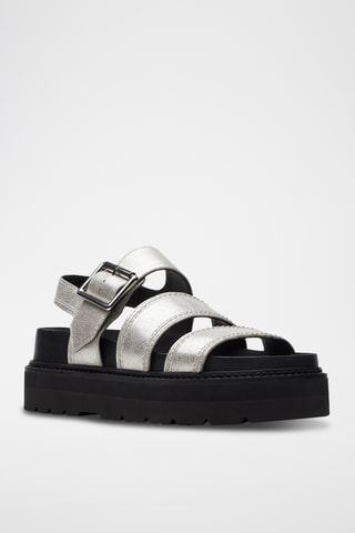 Sandalias de piel con plataforma Orianna - Plateado