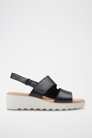 Sandalias de piel de cuña Jillian - Negro