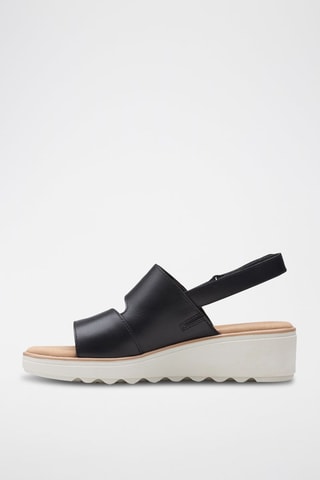 Sandalias de piel de cuña Jillian - Negro