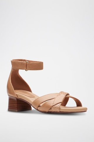 Sandalias de piel de tacón Desirae - Marrón claro