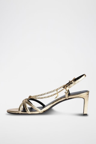 Sandales à talons en cuir - Doré