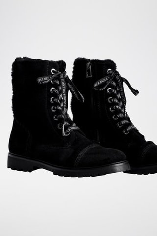 Bottines fourrées en cuir - Noir