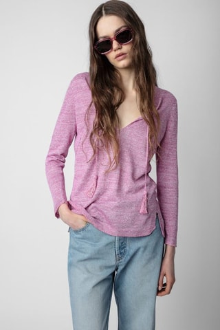 Pull en lin et soie - Rose chiné