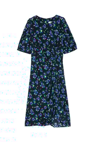 Robe midi en soie - Noir et bleu foncé
