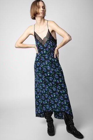 Robe longue en soie - Noir