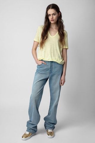 T-shirt en lin - Jaune chiné