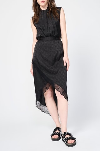 Jupe portefeuille en soie- Noir