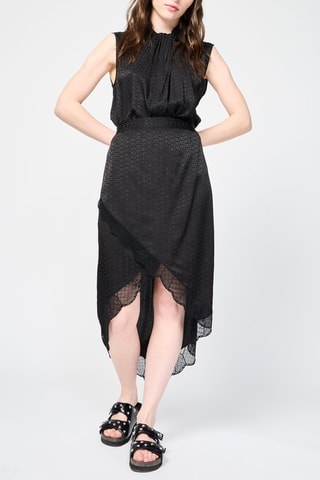 Jupe portefeuille en soie- Noir