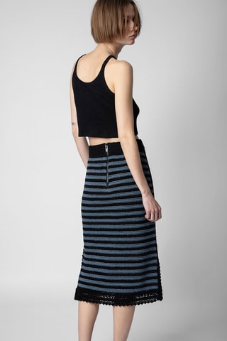 Jupe patineuse en coton biologique taille haute - Noir et ciel