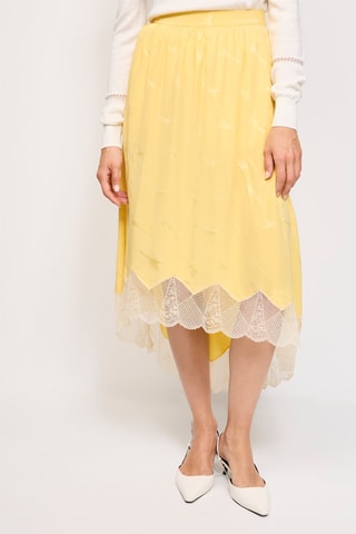Jupe asymétrique en soie - Jaune