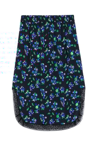 Jupe droite en soie - Noir et turquoise