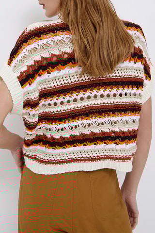 Top - Blanc et rouge brique