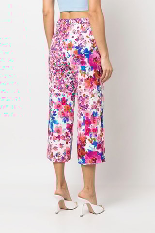 Pantacourt taille haute - Blanc et rose