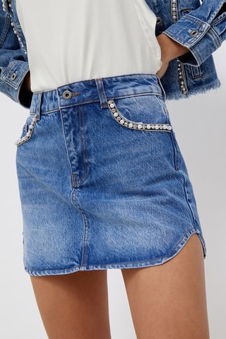 Minijupe en jean - Bleu 