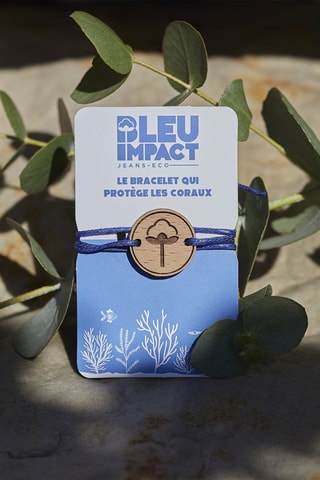 Bracelet en bois Bibra - Bleu marine et beige