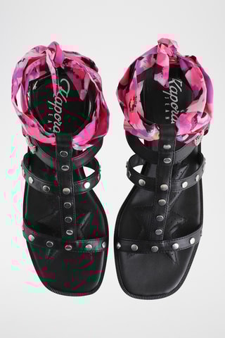 Sandales à talons en cuir - Noir