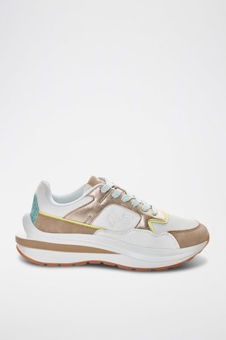 Baskets compensées Clipper - Beige et blanc