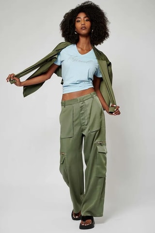 Pantalon cargo satiné Slam - Kaki