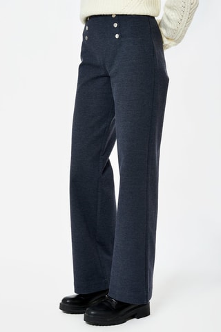 Pantalon wide legs taille haute - Bleu marine chiné