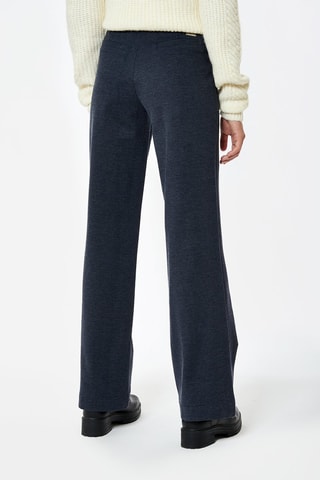 Pantalon wide legs taille haute - Bleu marine chiné