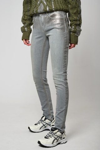 Jeans Flor Metallic Grijs