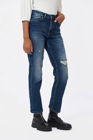 Jean droit taille haute Slan - Bleu marine