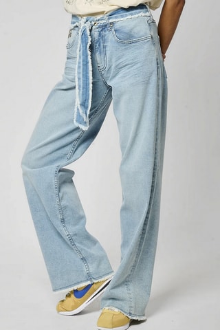 Jeans wide legs met hoge taille. Hemelsblauw