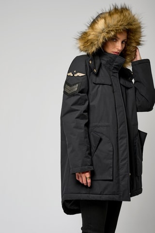 Parka regular à capuche Manon - Noir