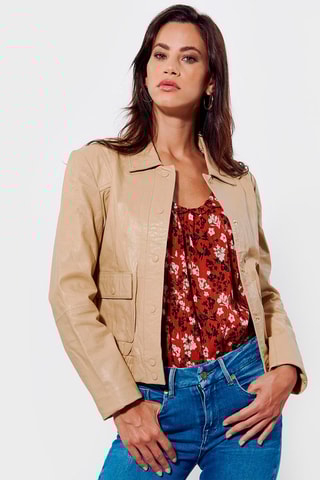 Veste en cuir Lowan Crème