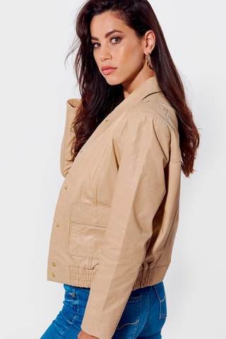 Veste en cuir Lowan Crème