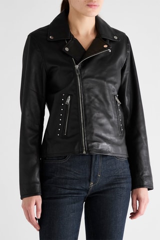 Veste en cuir Sary - Noir