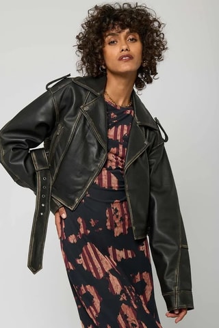 Veste en cuir d'agneau Sorry - Noir