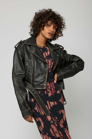 Veste en cuir d'agneau Sorry - Noir