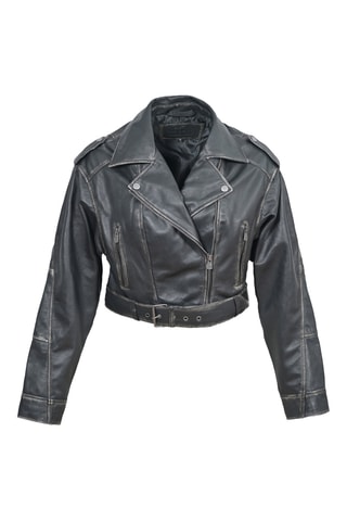 Veste en cuir d'agneau Sorry - Noir