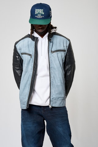 Veste en cuir d'agneau Bion - Bleu