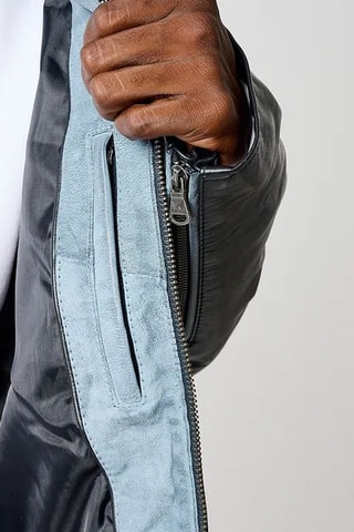 Veste en cuir d'agneau Bion - Bleu