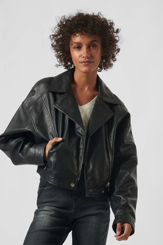 Veste en cuir Slive - Noir