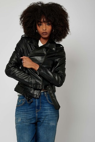 Veste en cuir Souk  - Noir